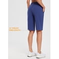 thumbnail image 2 of BALEAF Womens 12" Long Shorts Knee Length Cotton Bermuda Athletic Shorts Sweat Casual Lounge Walking Summer Blue XL, 2 of 7