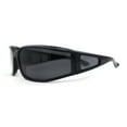 thumbnail image 3 of Polarized Unique Curved Side Visor Lens Narrow Rectangle Sunglasses All Black, 3 of 4