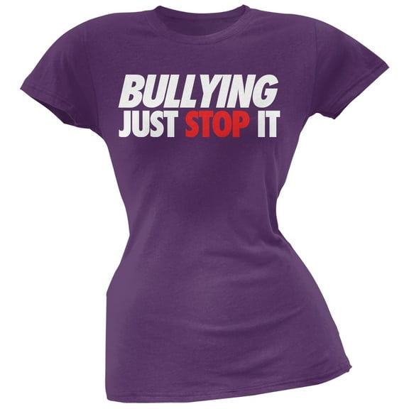 Just Stop It Bullying Purple Juniors T-Shirt - 2X-Large