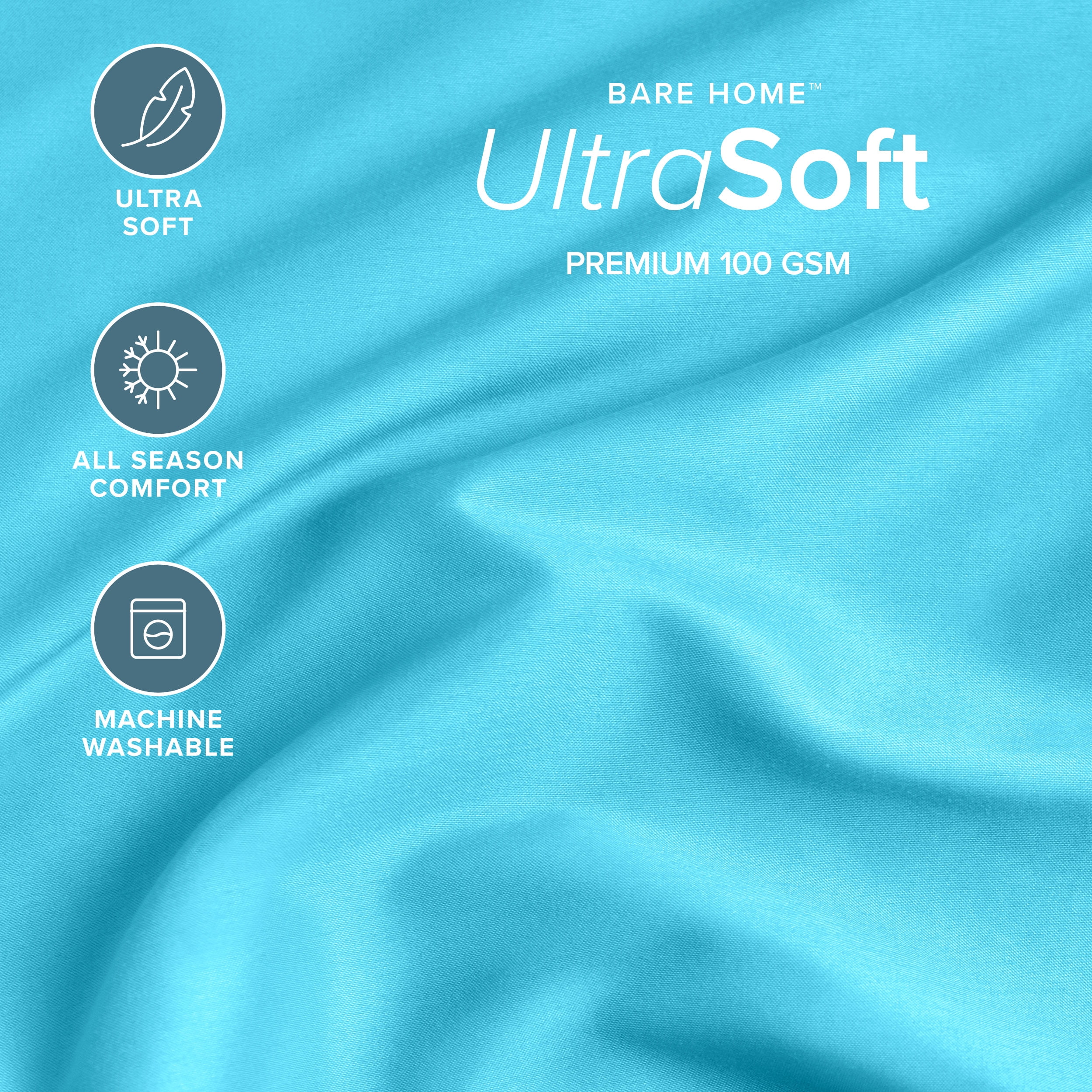 (2 pack) Bare Home Fitted Sheet – 22" Extra Deep Pocket – Queen – details