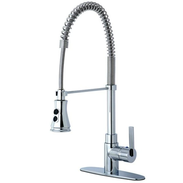 Kingston Brass GS8871CTL Robinet de Cuisine à Poignée Unique Gourmetier Continental Rétractable, Chrome