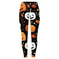 thumbnail image 3 of Gyexs Womens Halloween Leggings Skeleton Pumpkin Printed Stretchy Leggings Elastic Waistband Party Yoga Pants Halloween Work Clothes #13 Light Gray Size XL, 3 of 4