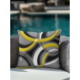 thumbnail image 4 of Waterproof Outdoor Throw Pillows with Inserts 16"x16", Yellow Geometric Soft Decorative Pillowcases for Couch Bedroom, Gray Black Retro Abstract Stripes Lines Pillow Covers for Sofa Living Room, 4 of 8