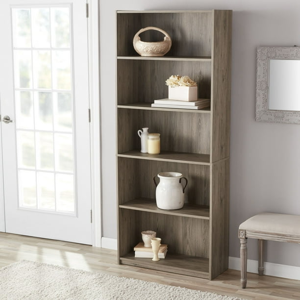 Shop our best assortment of bookcases from cube organizers to corner bookcases in white, black, and wood for less. mainstays 71 5 shelf standard bookcase rustic oak