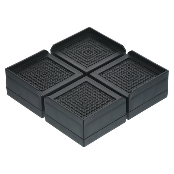 Uxcell 1.5 Inch Furniture Risers Square Bed Lifters Adjustable Stackable Couch Riser, Black 4 Pack