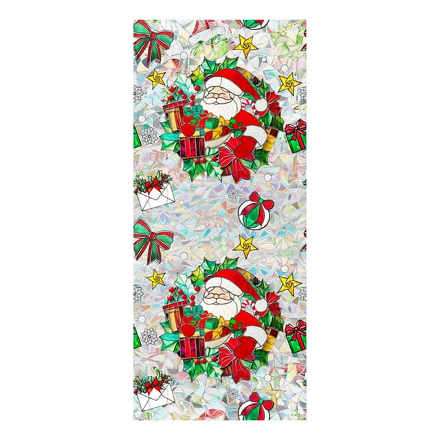 Christmas Window Cling PVC Double-Sided Removable Sticker 43 cm x 100 cm, Festive Holiday Design for Glass Windows and Mirrors
