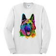 thumbnail image 2 of Wild Bobby, Colorful Happy German Shepherd Dog Animal Lover Mens Long Sleeve Shirt, White, Small, 2 of 3