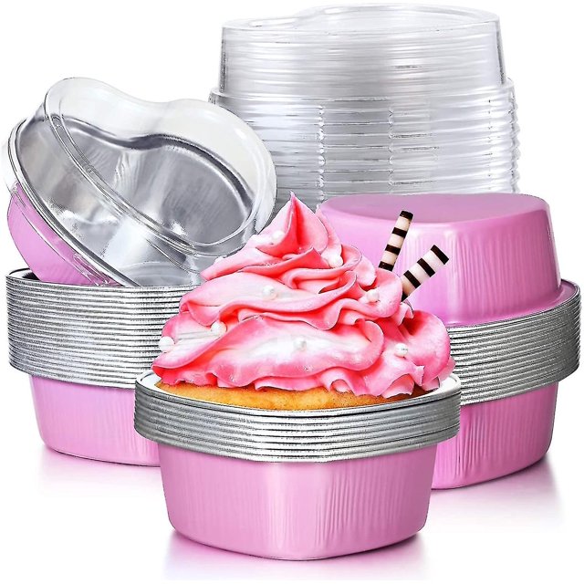 Molde para pasteles YONGSHENG de papel de aluminio en forma de corazón 100 ml