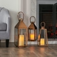 thumbnail image 2 of Noble House Peregrine Modern Stainless Steel Lantern Set in Rose Gold, 2 of 13