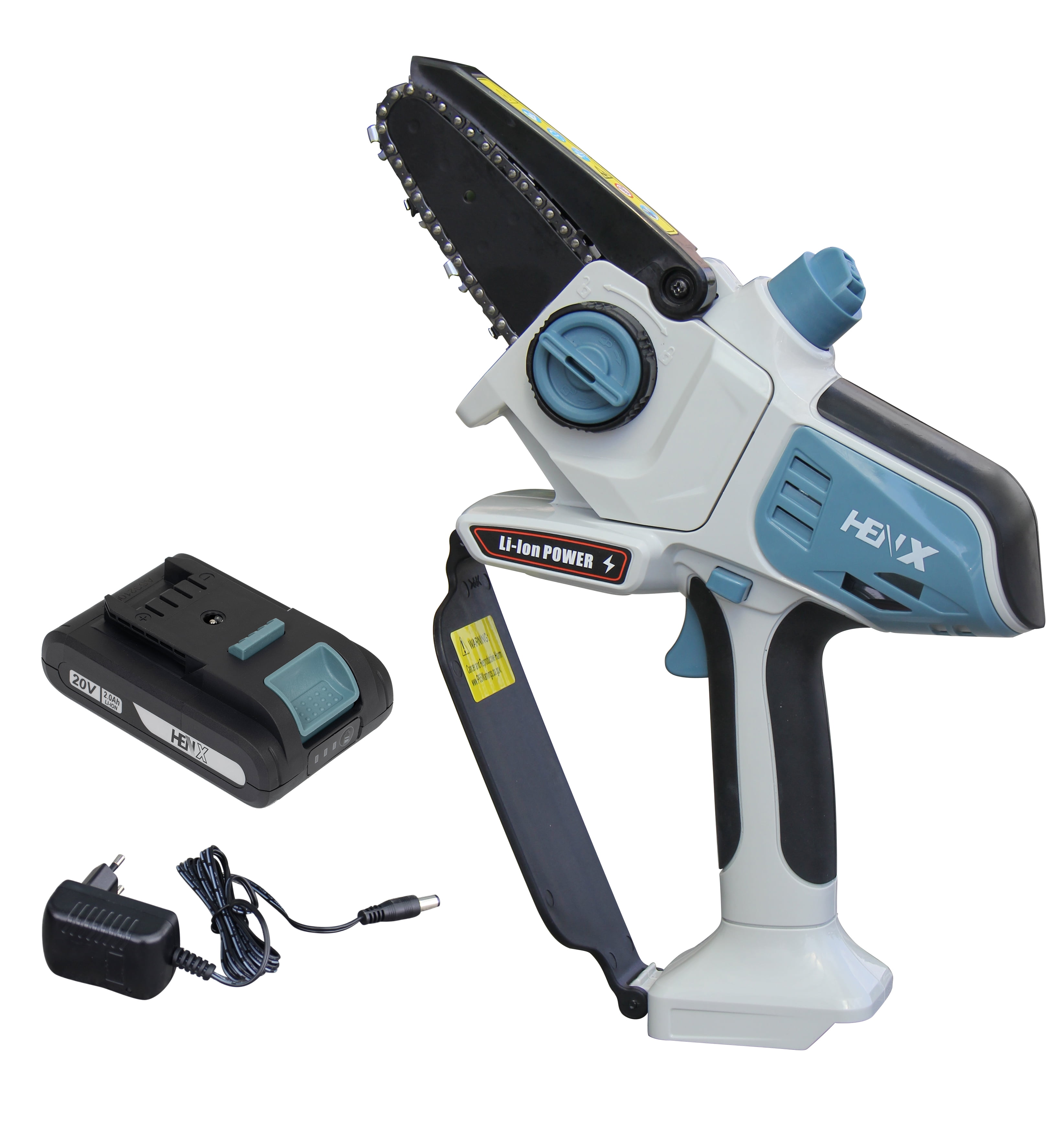 Henx H20MNLJ04A02 4 in. 20V Cordless Mini Chain Saw with Charger & Battery