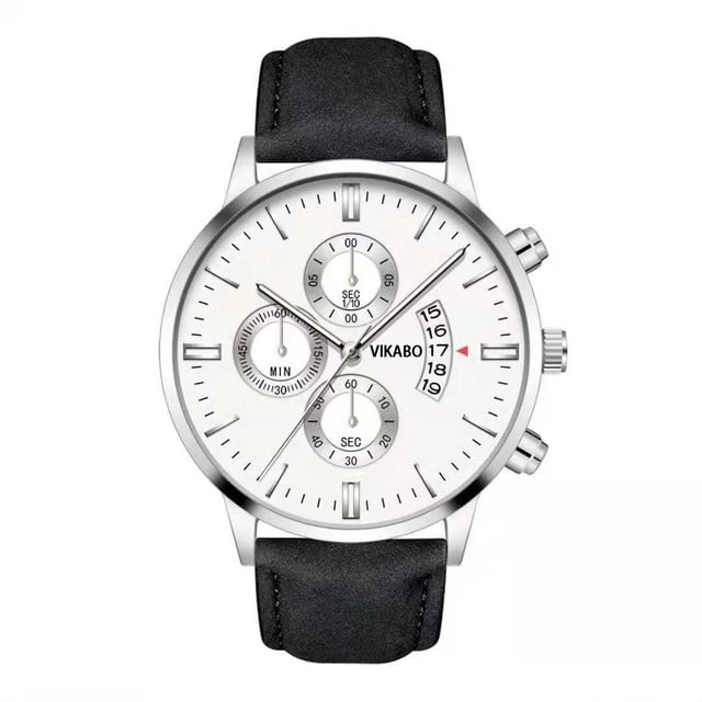 Reloj de cuarzo con calendario de tres ojos falso para hombre, tendencia de moda, reloj de negocios para hombre