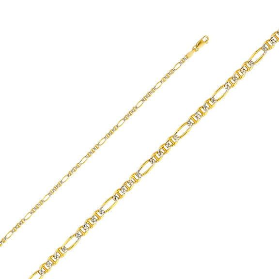 Wellingsale 14k Yellow Gold Polished Solid 2.5mm Ficonucci 3 1 White Pave Diamond Cut Chain Necklace - 18"