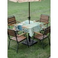 thumbnail image 3 of Teal Beach Coastal Outdoor Tablecloth - 60x60 Inch Square Dining Table Cover, Summer Nautical Coral Shell Botanical Waterproof Outdoor Table Cloth with Umbrella Hole & Zipper for Picnic/Patio/Party, 3 of 7