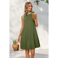 thumbnail image 5 of YOGAFOX Women's Summer Casual Beach Vacation Sleeveless Crewneck Mini Dresses(ArmyGreen,XL), 5 of 7