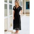 thumbnail image 4 of Vestido largo Simplee de encaje negro para mujer, de verano, con bolsillos, 4 of 7