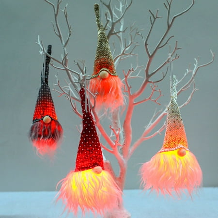 

Cute Gnome Doll LED Light Pendant Christmas Tree Window Door Hanging Ornament Red Cloth