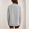 thumbnail image 5 of Binmer Women’s Solid Color Crew Neck Raglan Long Sleeve Sweatshirt, Casual Pullover Top With Side Slit Hem,Sizes S-3XL, 5 of 9