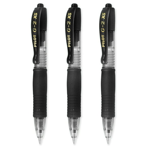 Pilot G2-XS Pixie Retractable Gel Ink Rollerball Pens - 0.7mm Nib - Black - Pack of 3