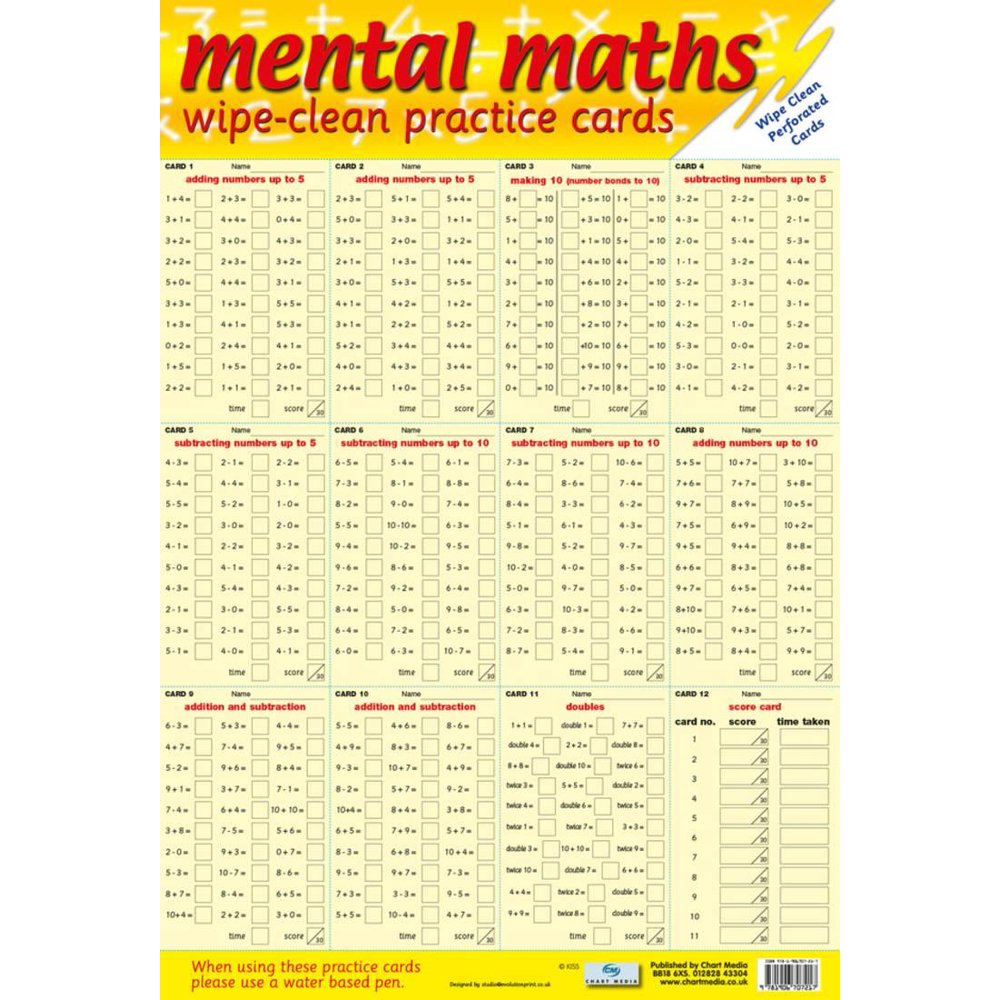 Mental Maths Practice Cards Poster - 16x24 - Walmart.com - Walmart.com
