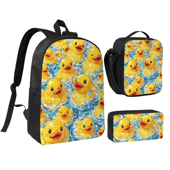 Duck Backpack Set 3pc Including Backpack, Lunch Bag and Pen Bag Combination