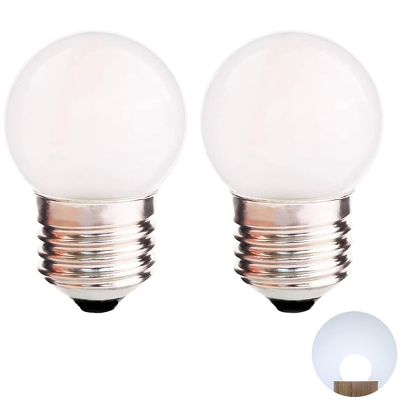 G40 LED Light Bulbs 1.5W Lamp E26 Base 6000K Cold Warm White Frosted Glass Saving Bulbs for Home Light, 2Pack