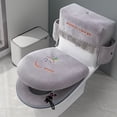 thumbnail image 3 of 3pcs/set Toilet Seat Cover Set Home Bathroom Dustproof Toilet Lid Cover with Storage Pockets Soft Plush Toilet Cushion Set, 3 of 7