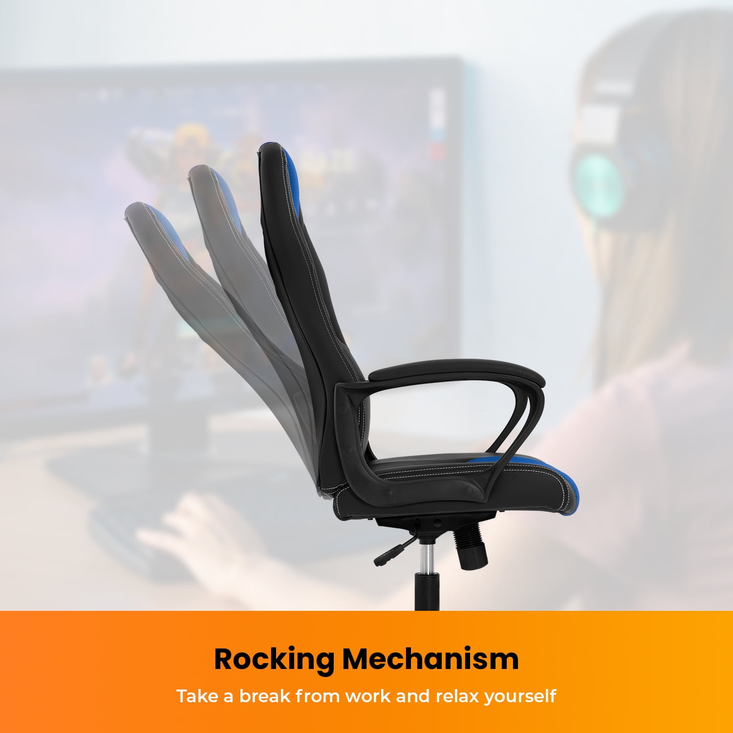 YRLLENSDAN Ergonomic Adults Leather Racing Gaming Chairs with Wheels, IND