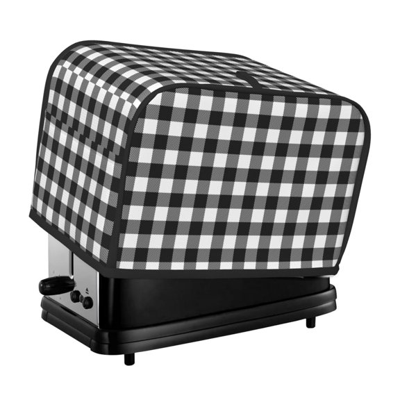 Picia Black White Plaid Print 2 Slice Toaster Cover , Toaster Protector Dustproof Kitchen Appliance Cover, Kitchen Appliance Dustproof Protector