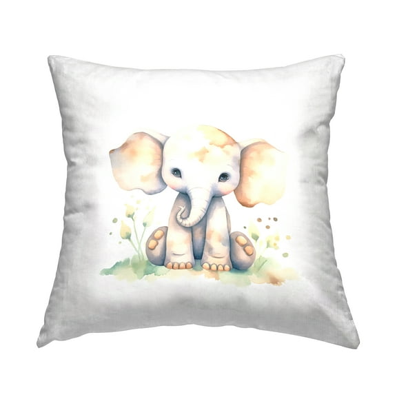 Stupell Industries Sitting Baby Elephant Decorative Printed Throw Pillow Design by Andrea Haase.