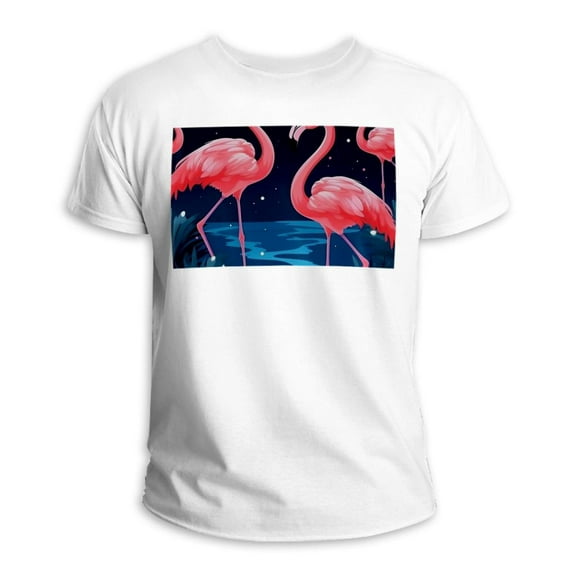 Flamingo 100% Cotton White T-Shirt for Men - Classic Comfort Fit Tee for Everyday Wear