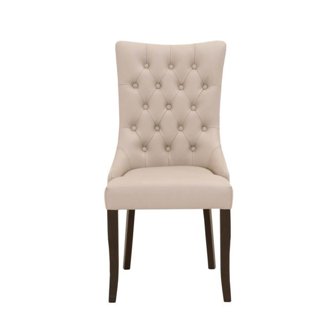 Benzara Bm185145 Button Tufted Dining Chair With Flared Back Feet Cream Brown 39 X 20 X 24 5 In Set Of 2