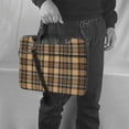 thumbnail image 5 of Lsque khaki coffee plaid Pattern Laptop Bag – Portable & Slim Single-Shoulder Computer Case with Adjustable Strap, Protective, Lightweight for 13”/14”/15.6” Laptops, 5 of 8