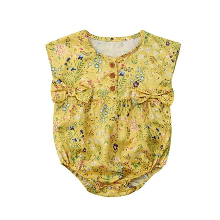 

Binpure Newborn Baby Girls Romper Stripe/Floral Bowknot Sleeveless Bodysuit