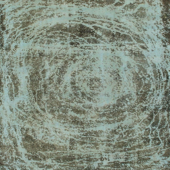 Ahgly Company Indoor Square Abstract Dark Sea Green Abstract Area Rugs, 3' Square