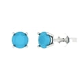 thumbnail image 2 of 1 Ct Round Cut Studs Blue Turquoise 14K White Solid Solid Gold Everyday Dainty Earrings Push Back, 2 of 7