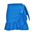 thumbnail image 5 of DORKASM Women's Wrap Skirt Swim Cover-Up with Ruffle Hem - Sarong for Elegance Royal Blue M, 5 of 5
