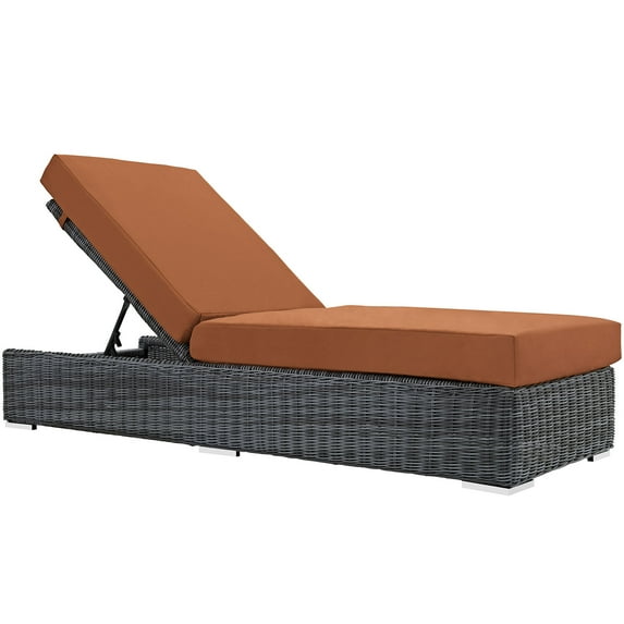 Modern Contemporary Urban Design Outdoor Patio Balcony Chaise Lounge Chair Lounge, Orange, Rattan
