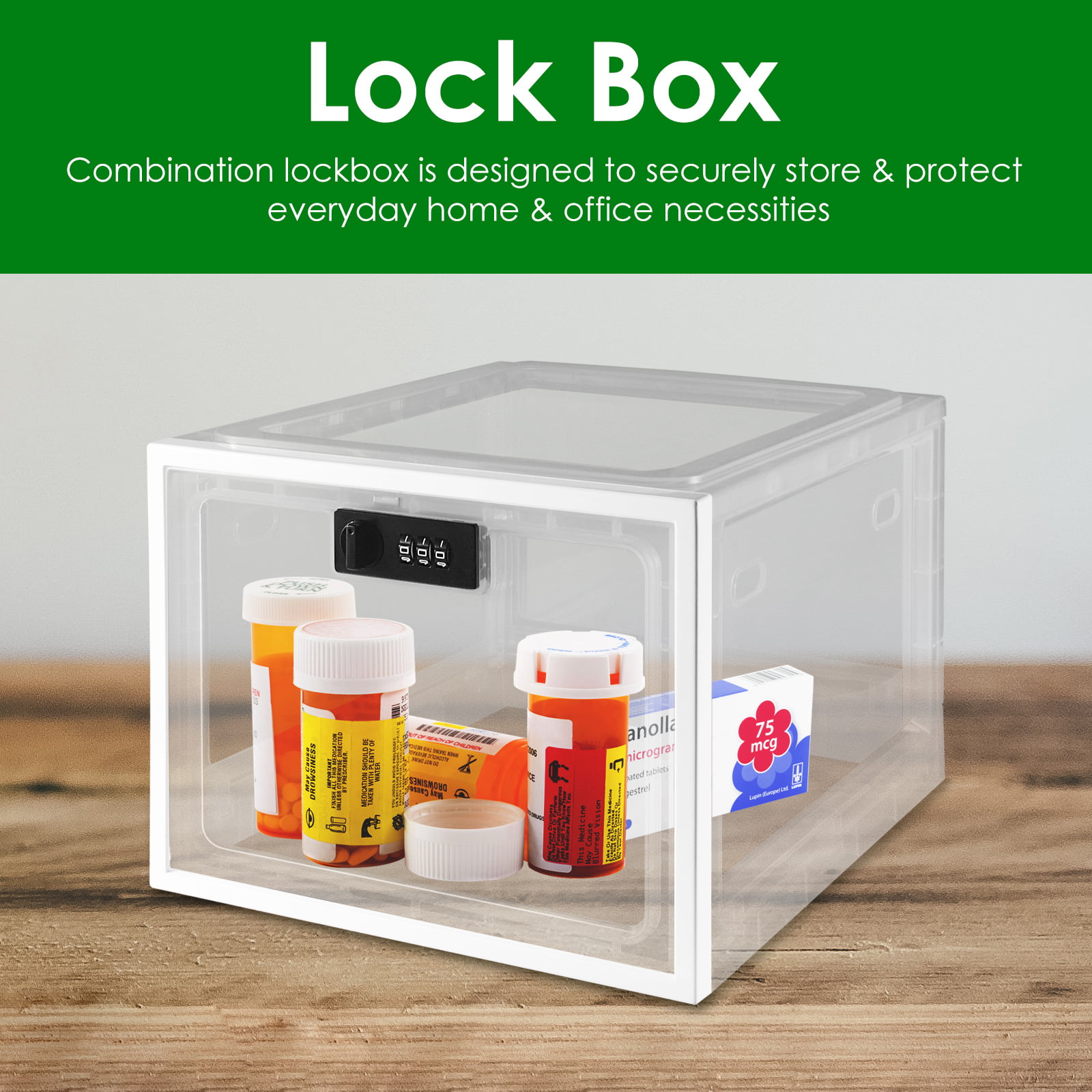JLLOM Medicine Lock Box, Large Capacity Refrigerator Lock Box, Clear  Lockable Box for Food, Charging Lock Box for Electronic Devices,  Office,School,Home, 12 x 8 x 6.6 inches Externally 