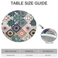 thumbnail image 6 of Boho Floral Print Vinyl Tablecloth with Elastic 44 Inch Fits 38 to 42 Round Tables Liquid Resistant Patio Kitchen, 6 of 7