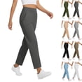 thumbnail image 2 of Women's Golf Pants Tummy Control Stretch Petite Ankle Length Pants Lightweight Comfy Trousers for Women, Elastic Waist, Slim fit, Lounge Office, Fall Pants Dark Gray 2XL, 2 of 7