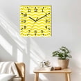 thumbnail image 3 of Yellow Moire Wooden Wall Clock Silent Non Ticking, Water Ripple Stripe Farmhouse Square Wall Clocks Battery Operated, Decor Clock for Home Office, Living Room, Kitchen, 10 Inch, 3 of 9