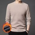 thumbnail image 2 of USNSM Men's T-Shirt Casual Home Plus Fleece Loose Fit Knitting Pullover Round Neck Long Sleeve Shirt Beige L, 2 of 5