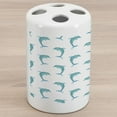 thumbnail image 1 of Sea Animals Ceramic Toothbrush Holder, Aqua Watercolor Art Dolphin Ocean Playful Marine Underwater Theme, Decorative Versatile Countertop for Bathroom, 4.5" X 2.7", Aqua White, by Ambesonne, 1 of 4