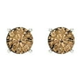 thumbnail image 3 of 1.5 ct Screw-Back Stud Earrings for Women | 6mm Round Cut Simulated Champagne Diamond | 18K White Gold, 3 of 5