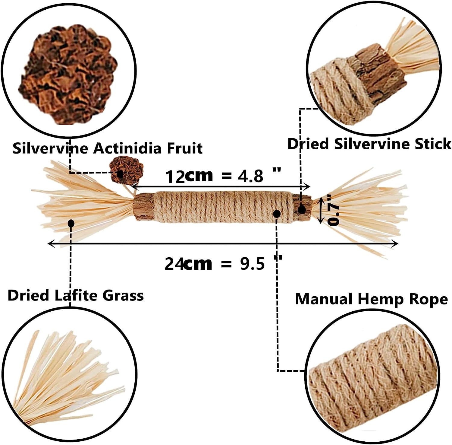 Grembeb 12 Pack Cat Chewing Toy Catnip Kitten Treat Rope Kitten Silvervine Stick for Teeth Indoor