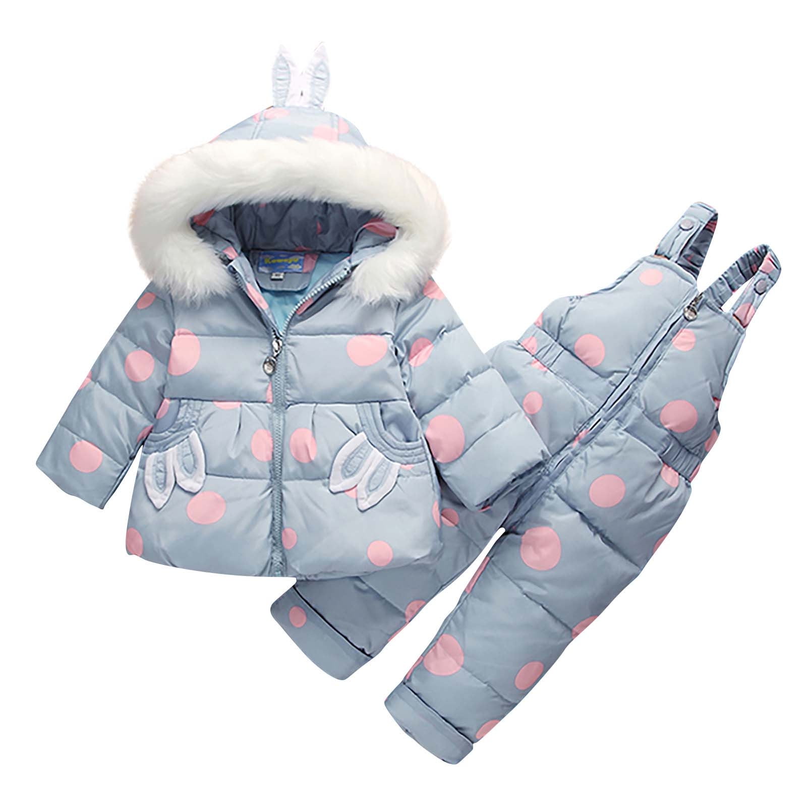 Girl Kids Polka Dot Winter Coat Hooded Puffer Jacket Thick Warm Outwear Snowsuit 