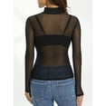 thumbnail image 6 of Lnzyyephy Women Top Shirt, Long Sleeve Solid Color Mock Neck Sheer Shirt, Slim-Fit Mesh See Through Wild Fashion Top, 6 of 9