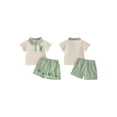 thumbnail image 2 of Loicainy Baby Toddler Boy Clothes 3 6 12 18 24 Months 2T 3T Short Sleeve Embroidery Shirt with Plaid Shorts Summer Outfit Set, 2 of 9