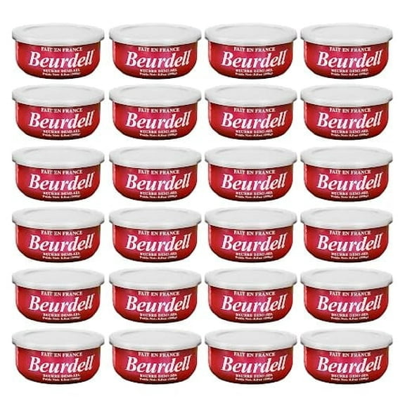 Beurdell Canned French Butter – 100% Natural Salted Pasteurized Real Butter | Long Shelf Life Emergency Survival Food | Great for Cooking, Baking, RV & Camping | Pull Top Lid | Pack of 24 | France