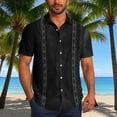 thumbnail image 2 of Xcmzpl Men's Stylish Casual Printed Short Sleeve Button Down Shirts Lapel Collar Summer Vacation Beach Tropical Hawaiian Shirt Black S, 2 of 7
